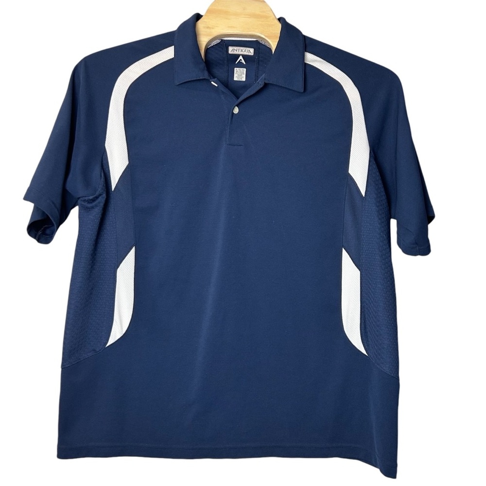 Antiqua men’s polo shirt top size XL navy‎ white pullover